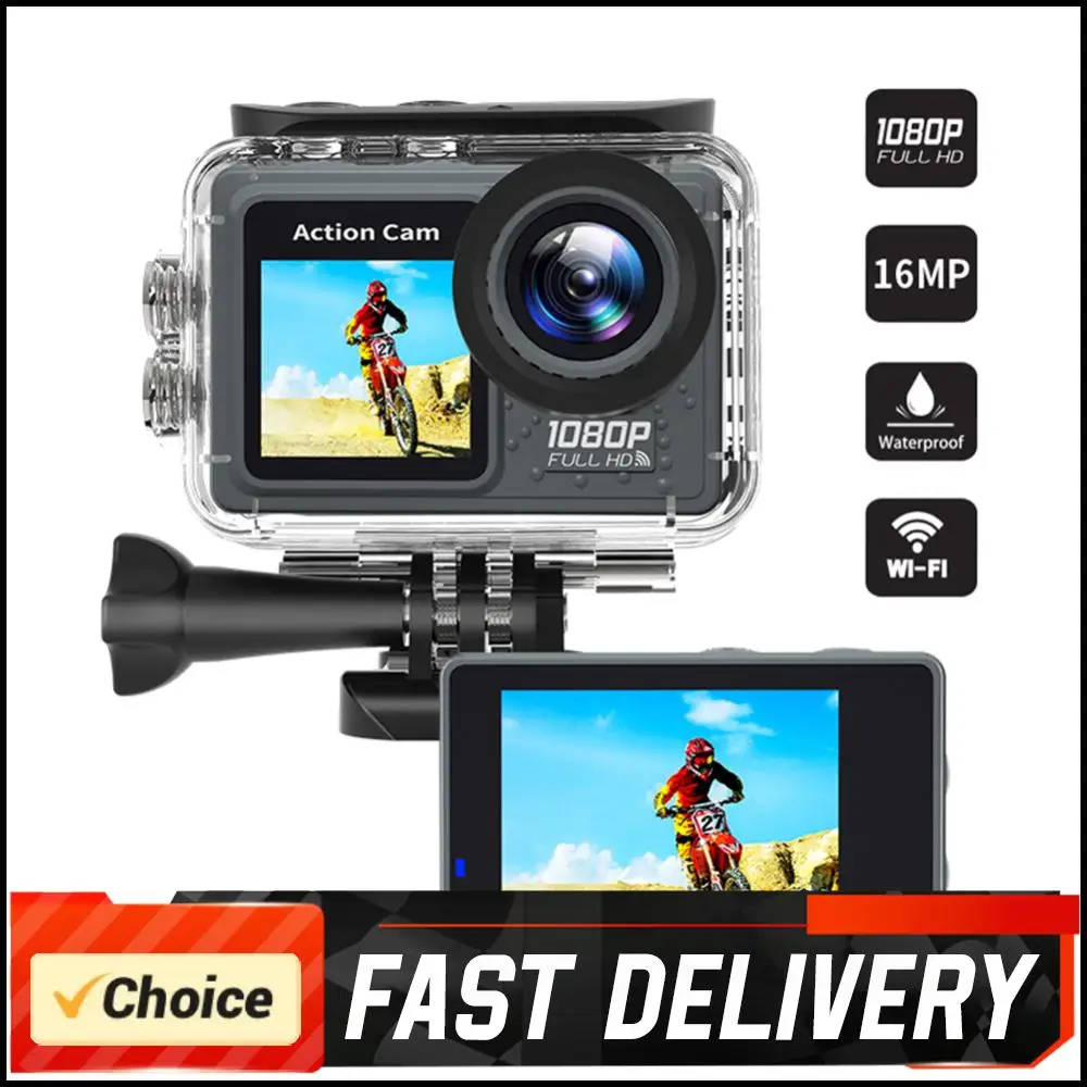 Dual Screen Camera 1080P 30FPS Exercise Video Recorder 120° Wide Angle Sport Camcorder with Accessories Kit