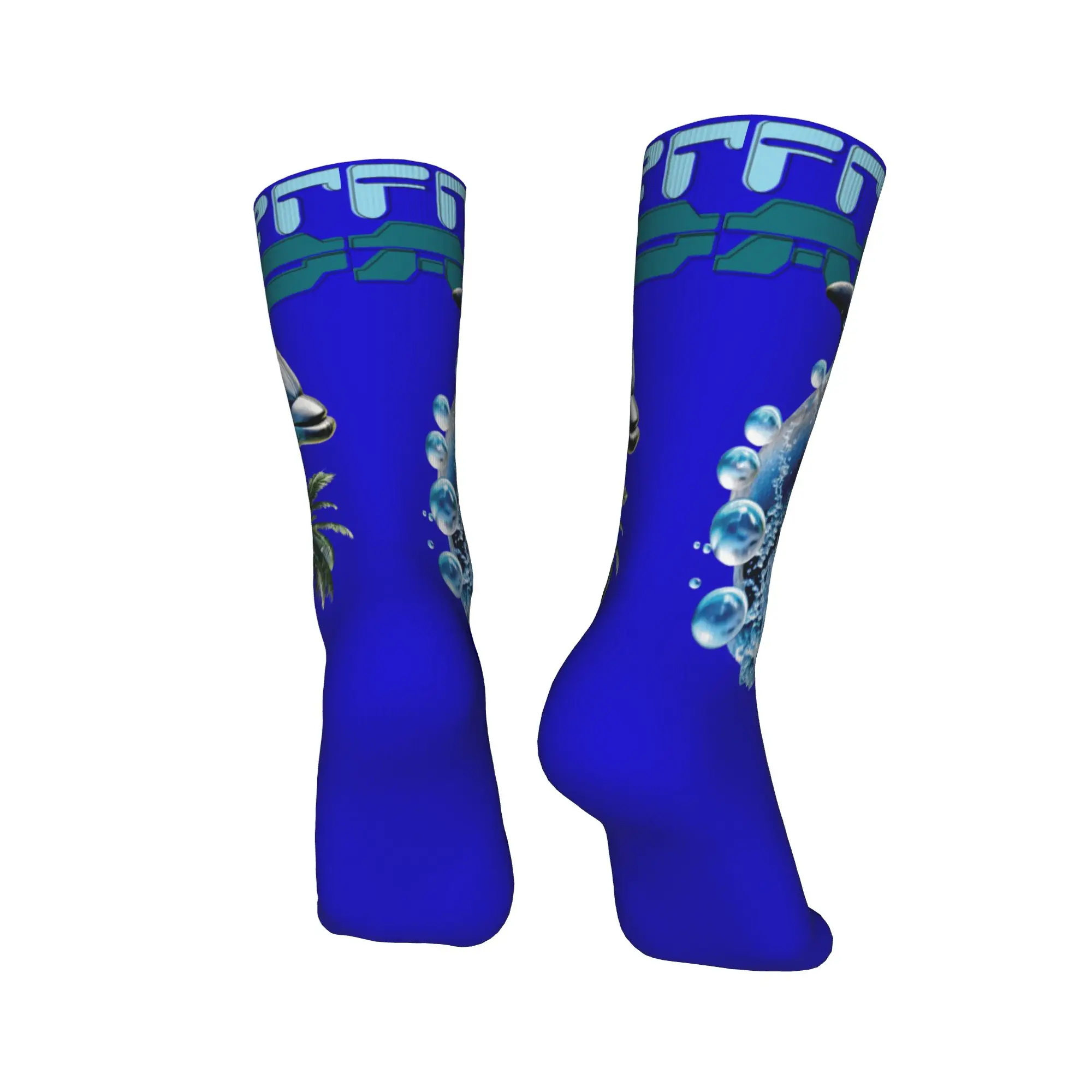 Frutiger Aero Splashy Dolphin - y2k Aesthetic Graphic Design Socks Winter Stockings ถุงเท้าผู้หญิงผู้ชายคุณภาพสูง ถุงเท้าซับเหงื่อ