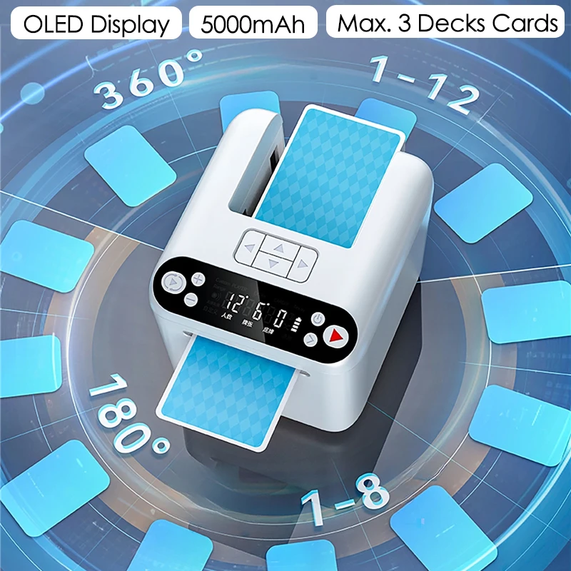 

Automatic Dealing Machine Playing Card Dealer 360° Rotating Intelligent Poker Card Dispenser for Party Games 5000mAh 2-12 Player
