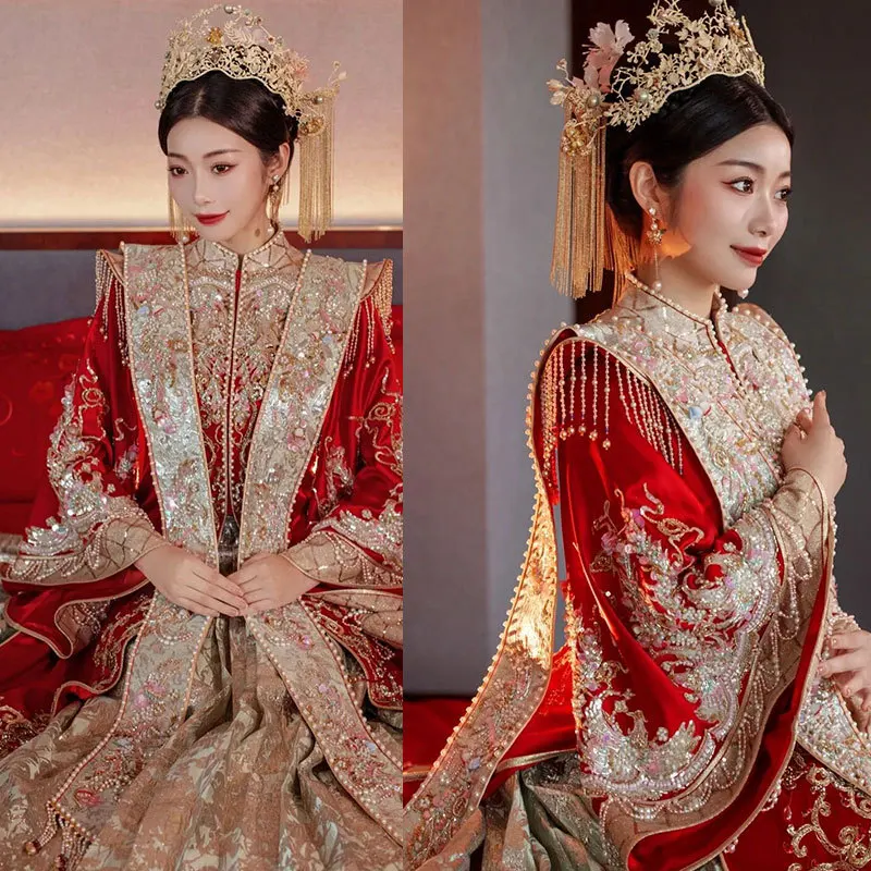 Hanfu Braut atmos phä rischen Luxus ming Hochzeits kleid chinesisches Hochzeits kleid Xiuhe Kleid