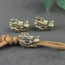 Mythical Beast Dragon Head Brass Knife Bead EDC DIY Paracord Pendant Jewelry Accessories Umbrella Rope Keychain Lanyard Hangings