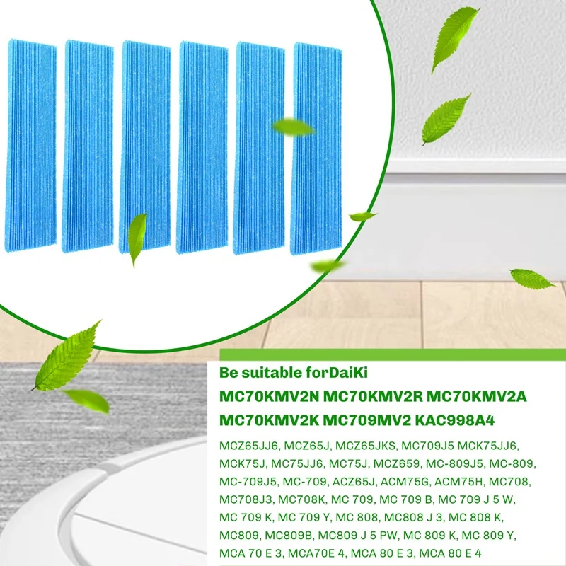 6 ชิ้นชิ้นส่วนเครื่องฟอกอากาศสําหรับ Daikin Mc70kmv2 Series Mc70kmv2n Mc70kmv2r Mc70kmv2a Mc70kmv2k Mc709mv2 Kac998a4 ตัวกรอง