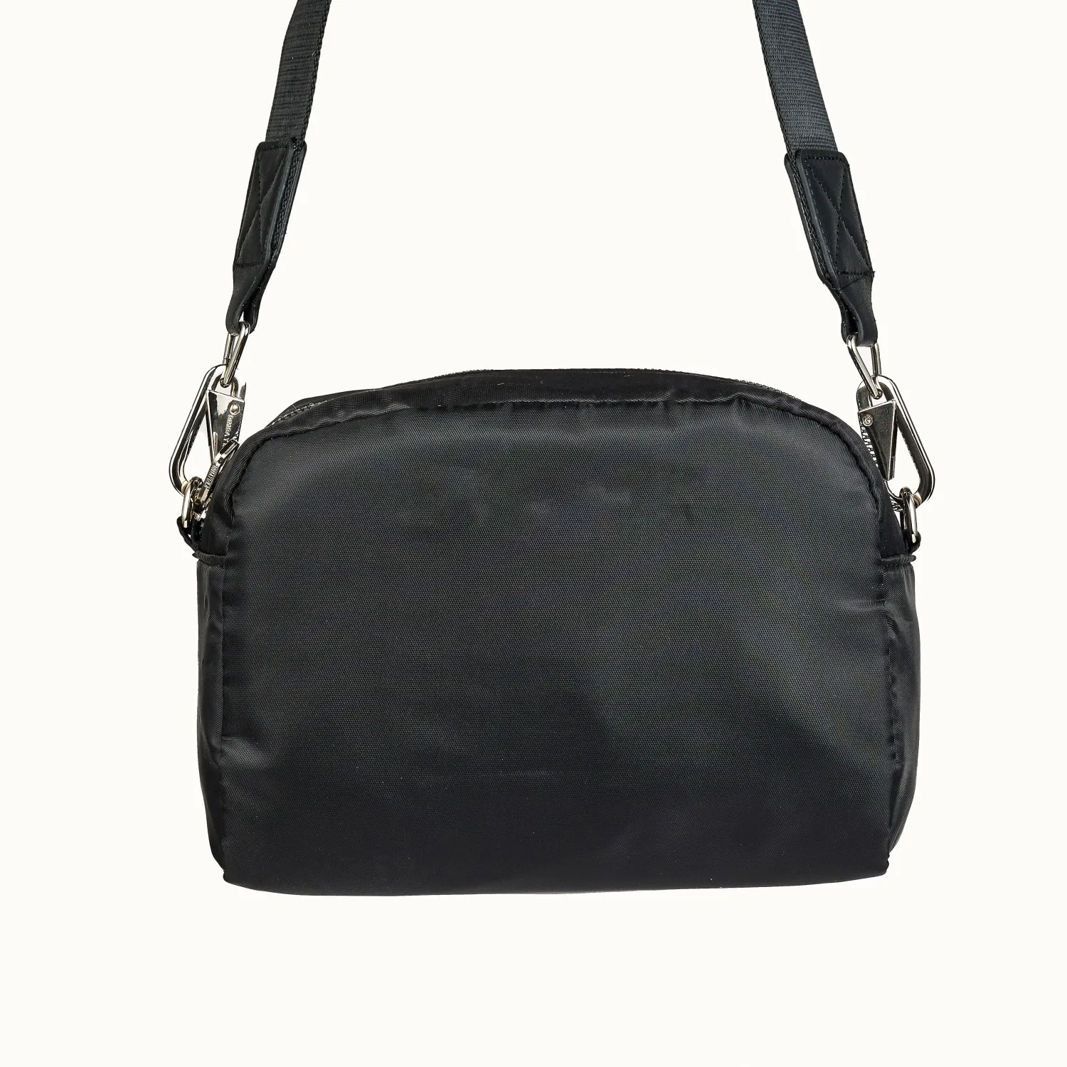 2025 bolsos de nailon negro para mujer bolso de hombro español con correa de letra nuevo estilo letra dorada plateada en la parte delantera Color sólido