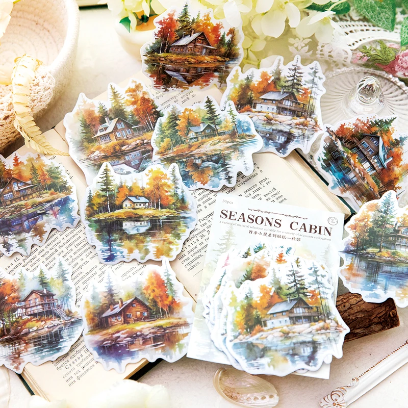 Yoofun 20pcs/lot Kawaii Stationery Sticker Seasons Cabin Diary Planner Junk Journal Decorative Scrapbooking DIY Craft Labels