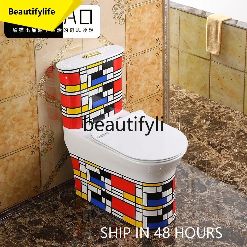 37   A European-stylehousehold water pump color gold toilet,super swirl water-saving deodorant toilet personalized color ceramic