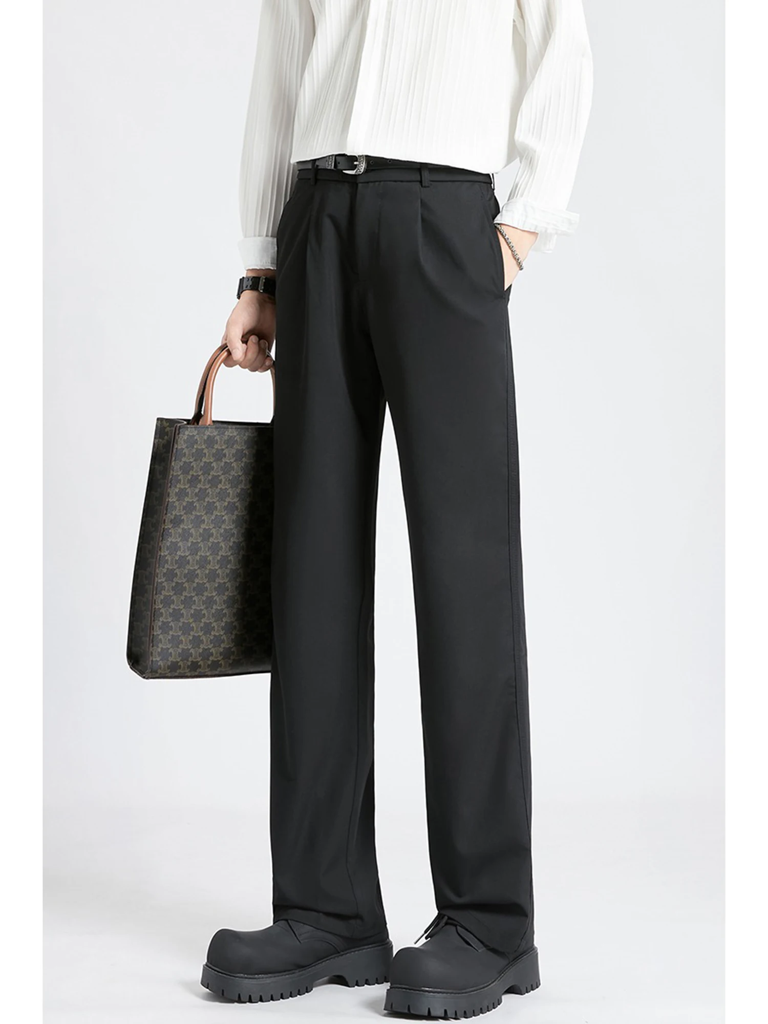 

Men's Casual Loose Elastic Waist Bla Pants Straight Leg Busin Casual Long Trousers Spring Summer New Sle Youth Faion