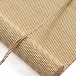 Bamboo Curtains With Lifter Roller blind beige color Decoration For Balcony/Tea room/Garden Shading Outdoor Wooden Blind