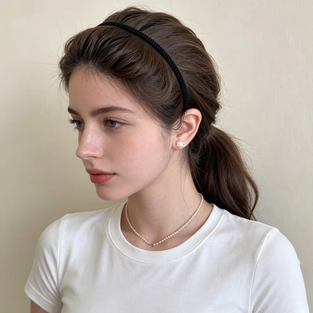 Ultra Thin Invisible Velvet Headbands For Women Girls No Pressure Black Fuzzy Hair Hoop Flexible Non-slip DIY Hair Accessories