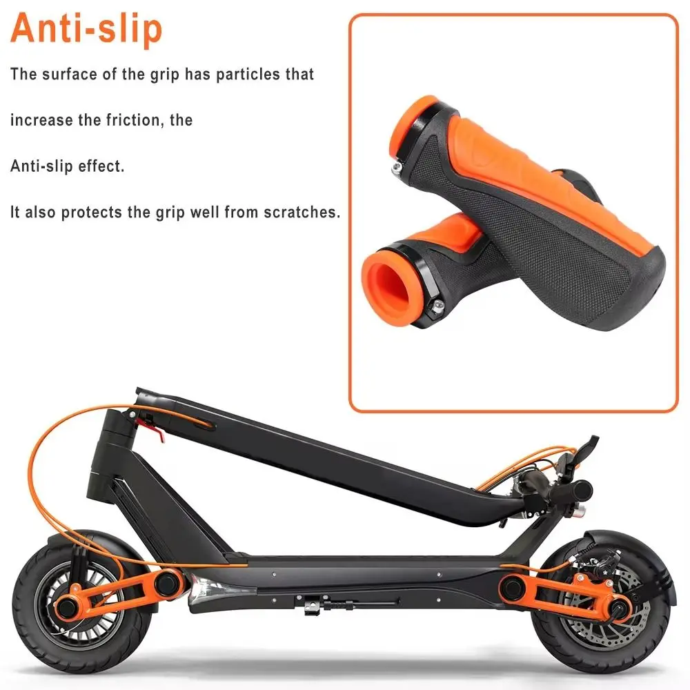 Anti Slip Cycling Handle Grips Orange Black Lock Design Bicycle Handlebar Shockproof Comfortable