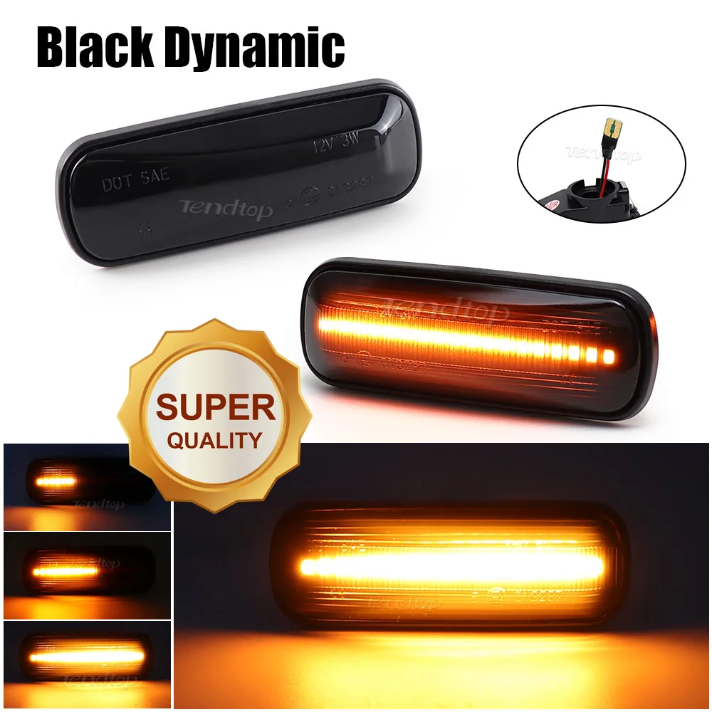 2Pcs Smoked/Crystal Dynamic LED Turn Signal Side Marker Light Side Repeater Lamp for Honda Civic HR-V Accord Avancier Ballade