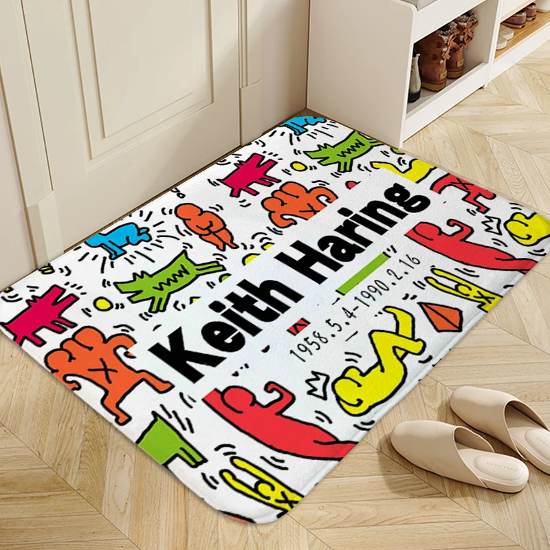 Outdoor Entrance Doormat A-Keith Harings Bathmat Room Carpet for Kitchen Floor Mats Front Door Anime Rug Sleeping Room Rugs