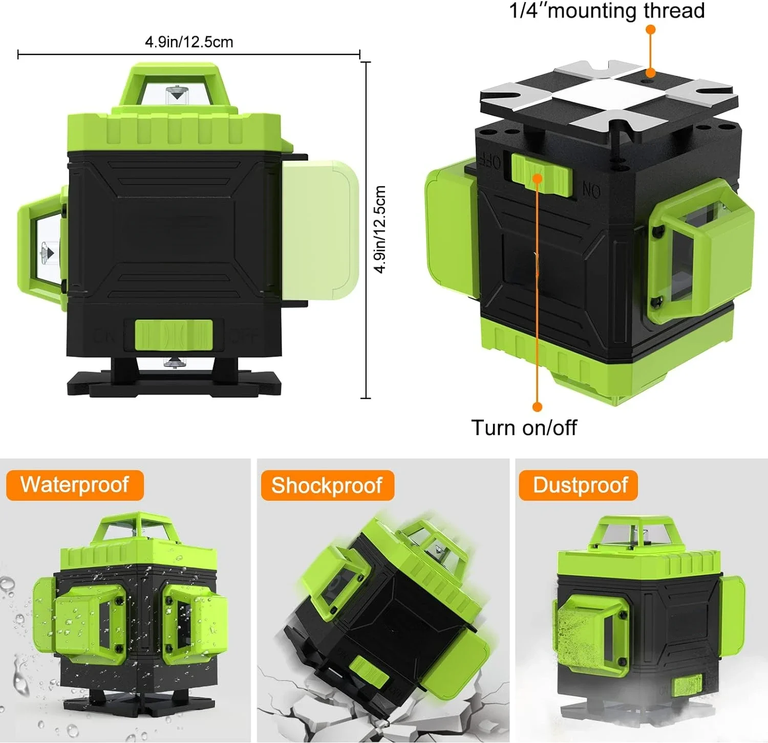 16 Lines Green Light Laser Level 4x360° Self Leveling Laser Level Vertical & Horizontal Lasers Construction Tools Green Laser