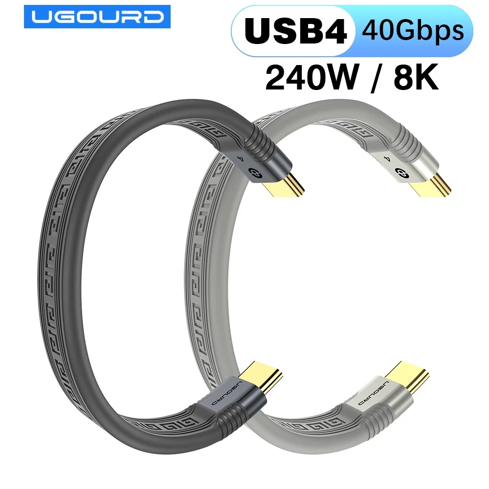 Cable Thunderbolt 4 de 0.14m, 40Gbps, compatible con USB4 y Thunderbolt 3, USB C a Tipo C, 240W, 8K, TPE suave, para SSD M2, base de carga, batería externa.