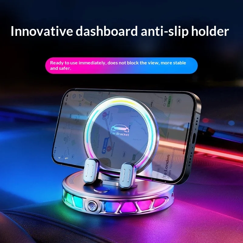 RGB Electric Auto Scal Car Mobile Phone Holder Car Mount Cell Phone Holder Support For Car 360° Rotatable Dashboard With Button