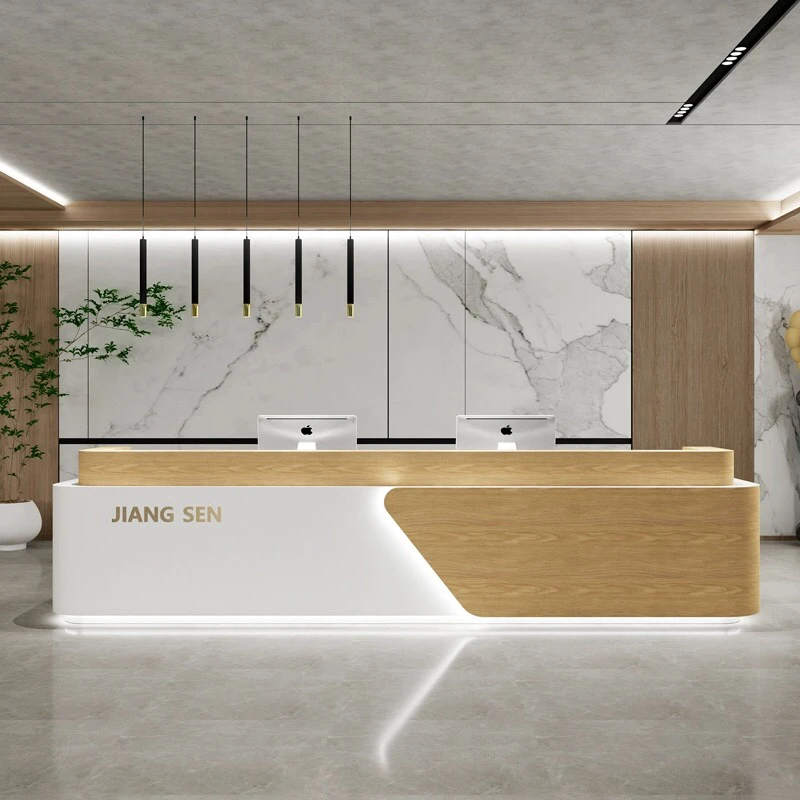 Front Desk Reception Counter Clothes Modern Salon Spa Furniture Aesthetic Bureau Hairdresser Table Kassentisch Luxurious Office