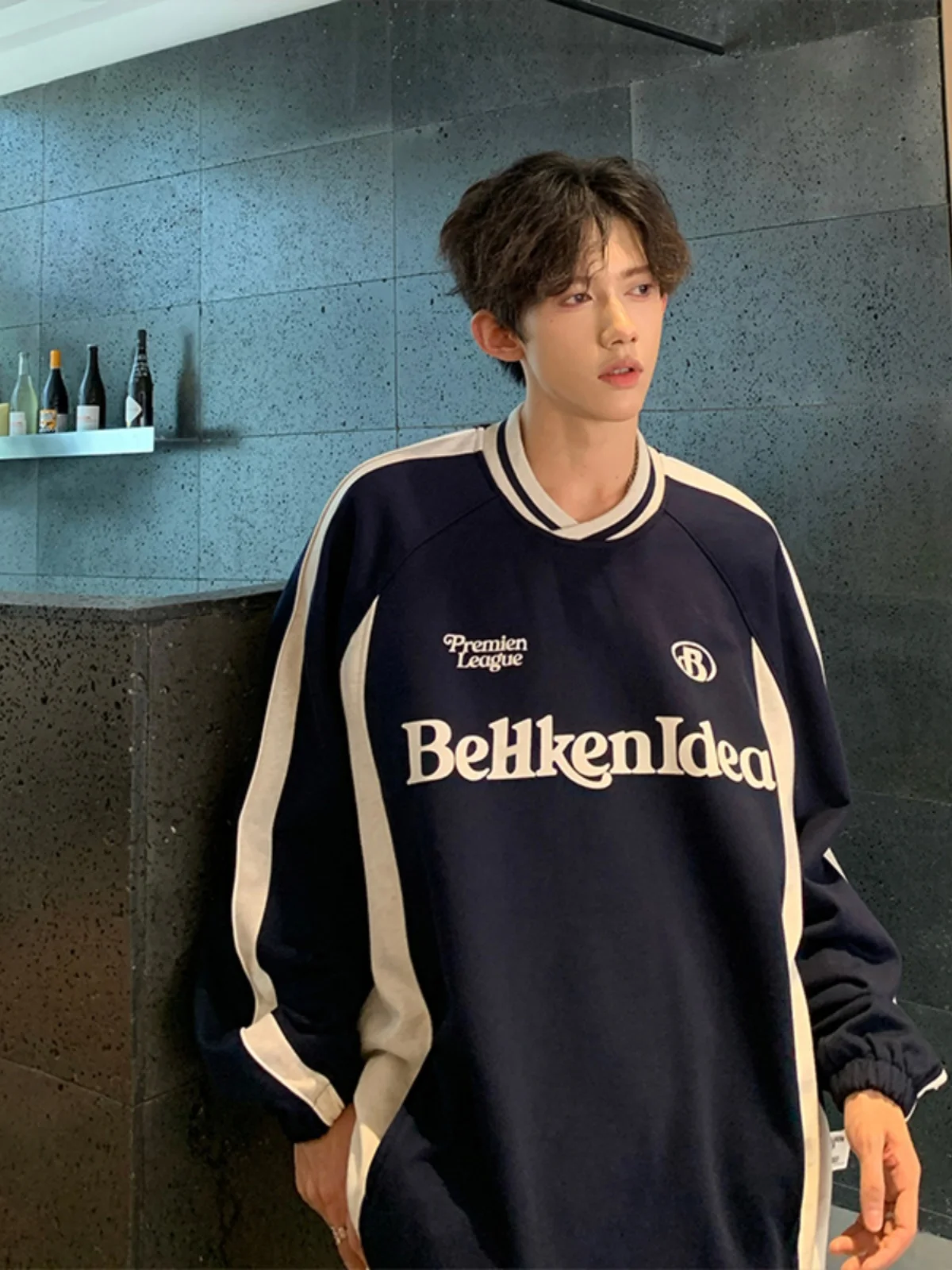 

Color Blo Baseball Sle Long Sve Hoodie Youth Faion Cotton Polyester Blend Autumn Wear Casual Comfortable round Ne