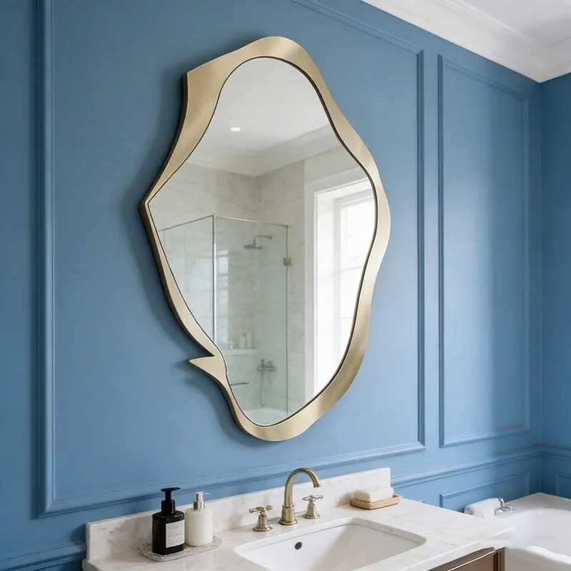 French special-shaped wall-mounted full-length mirror irregular full-length mirror art creative decorative mirror