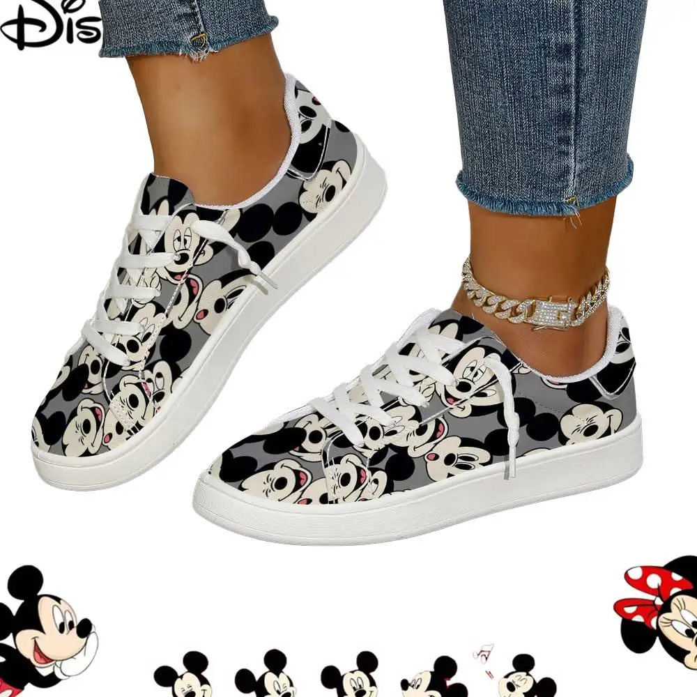 

Disney Mickey Mouse Classic Monochrome Low Top Sneakers – Comfortable Slip On Shoes for Ladies & Teen Girls