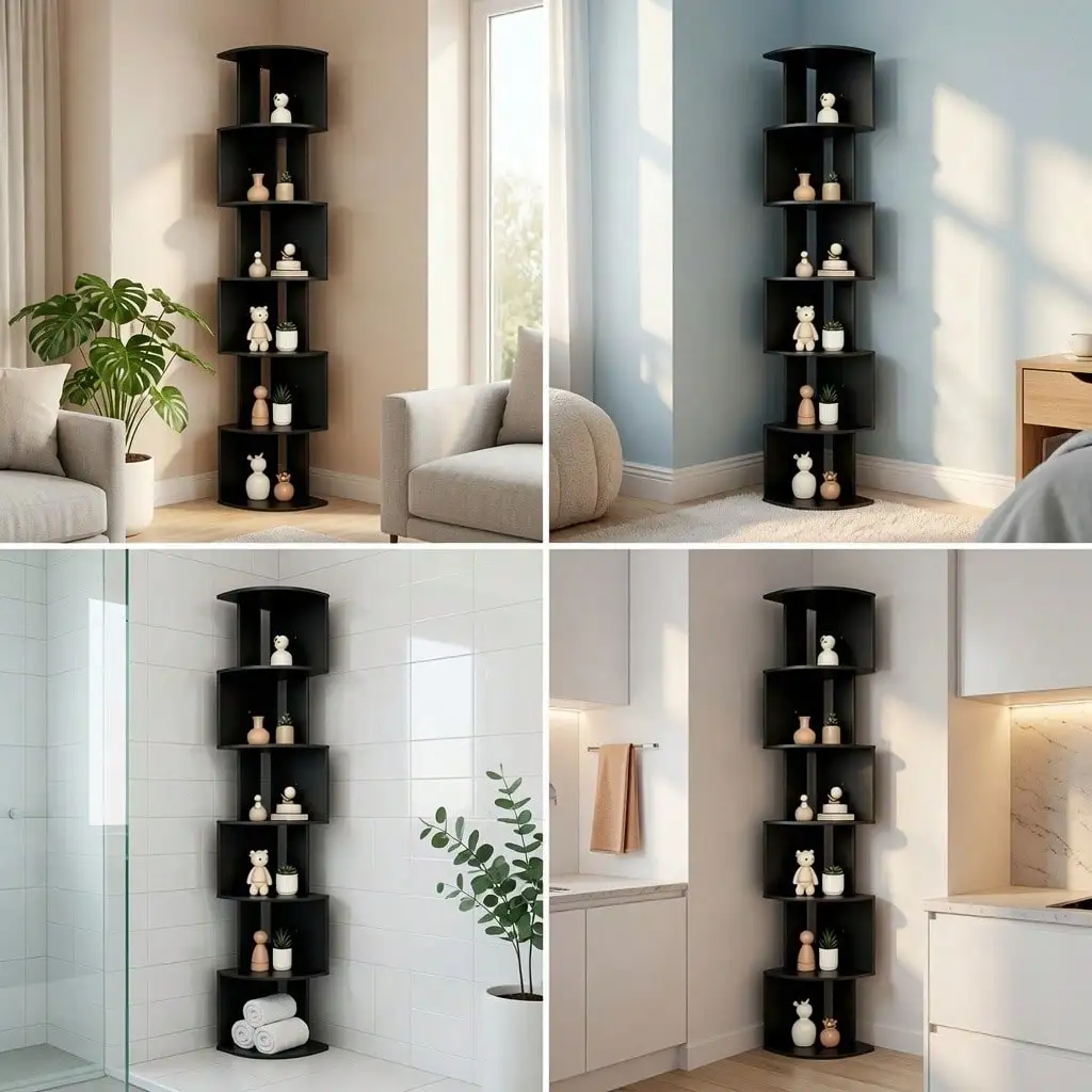 Heavy Duty 7-Tier Corner Wall Shelf, Ins Modern Minimalist Design, Durable Long-Lasting Storage Organizer, Strong Load-Bearing Floating Shelf, Multi-Color, DIY Assembly For Whole House Use
