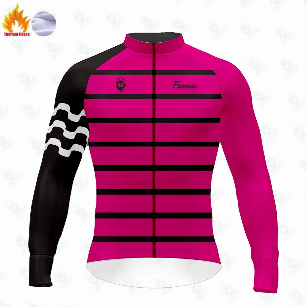 Frenesi Winter Men\'s Cycling Jackets Long Sleeve Thermal Fleece Training LS Jersey Ciclismo Road Bicycle Mtb Bike Clothing