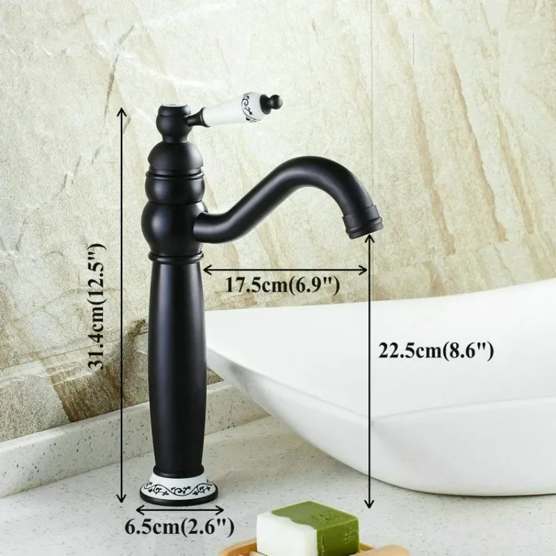 ヴィンテージ真鍮製シングルハンドル浴室用蛇口-温冷水混合栓-回転式シングルホールデザイン-洗面台用