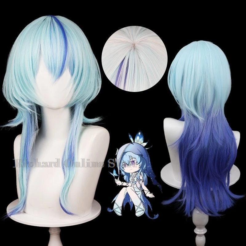 Wuthering Waves The Shorekeeper Cosplay  Costume Blue Butterfly Dress Anime Game Style Sexy Lolita Wig Halloween Christma Girls