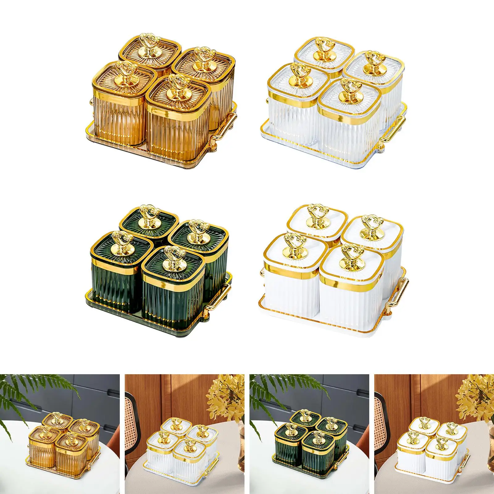 

Dried Fruit Plate Tray Snacks Dish Food Storage Container 4 Grids Appetizer Plate for Home Holiday Dining Room Wedding Party