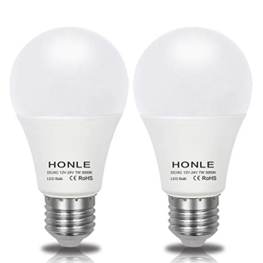 

E26 LED Light Bulbs AC/DC 12V 24V Low Voltage 7W Warm White 3000k Standard Edison Base 60w Halogen Bulb Equivalent A19 for Rv,