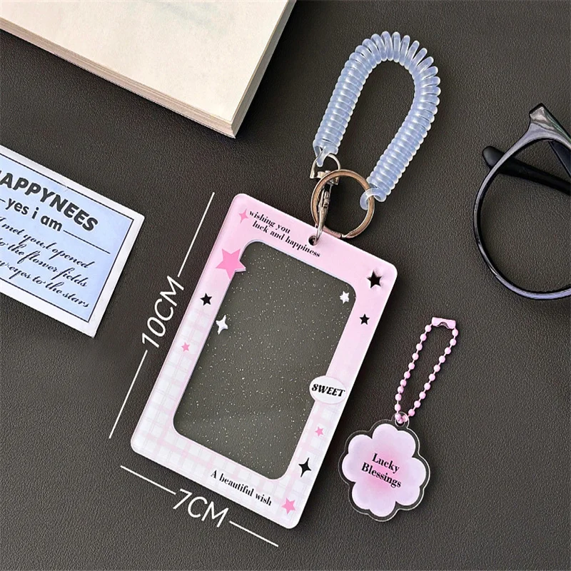 KPOP Clover-tarjetero acrílico transparente con purpurina de 3 pulgadas, tarjetero coleccionable de postales, álbum de Idol, Protector de tarjetas de fotos, K-POP