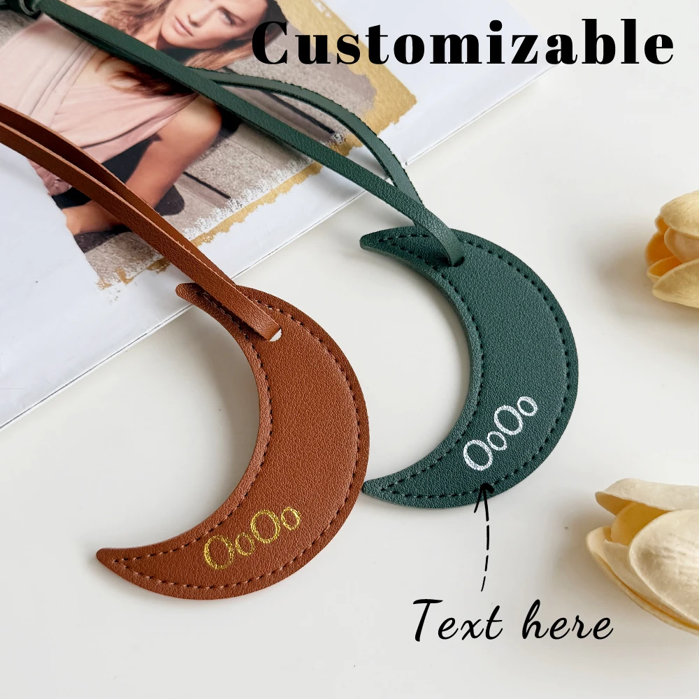 Customized Name PU Leather Moon Pendant Bag Accessory Clothing Accessory Car Bag Decoration Accessory