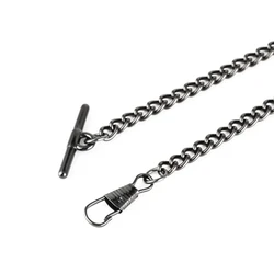 Black/Gold T Bar Link Chains Hook Clasp Holder Chain Men Women Locket Collares Pocket Watch Chain Replacement