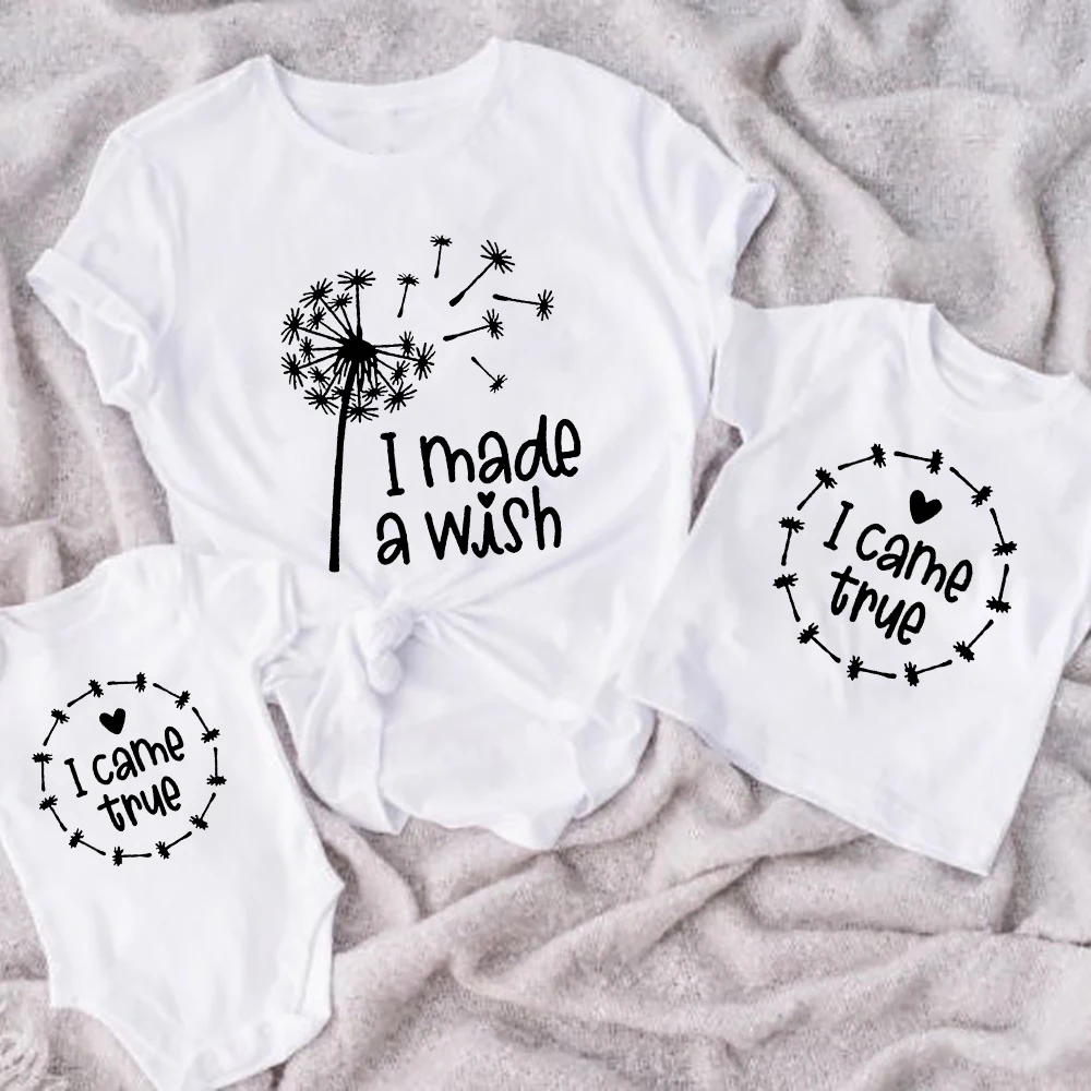 

Mommy Kid and Baby Matching Shirts I Made A Wish Tee I Came True Wishes Family Matching Outfits Mothers Day Gift Baby Bodysuit