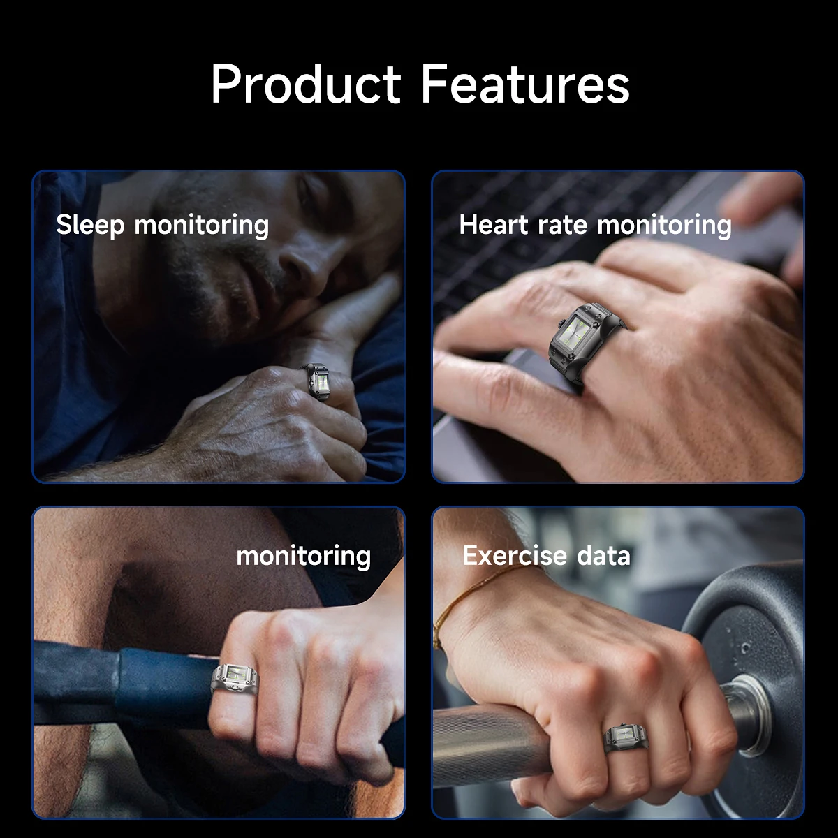 

696 модные кварцевые часы + умное кольцо водонепроницаемый дисплей времени/регулировка записи активности Smartring монитор здоровья сна спорт