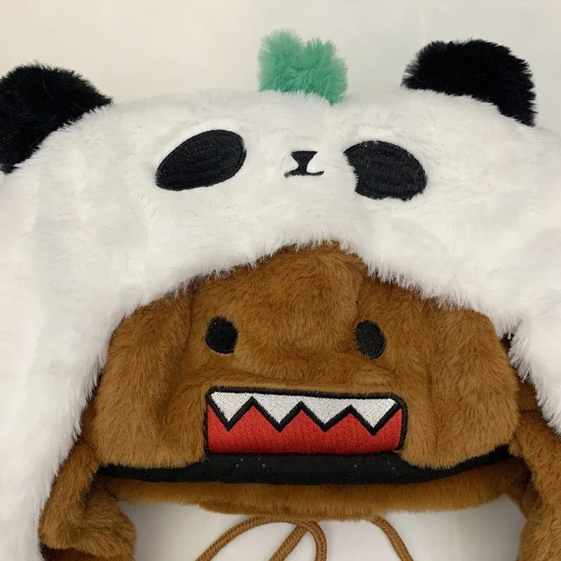 Domo Kun Panda Pluszowa czapka bomberka Uszanka Gorras Anime Urocza czapka zimowa dla kobiet Mężczyźni Kawaii Ciepła czapka