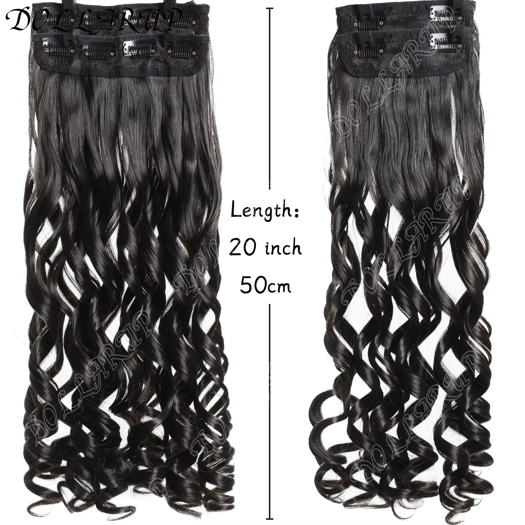 JKL 4 قطعة سميكة كاملة تطويلة شعر من الألياف رائع 11 كليب في وصلات الشعر شعر أشقر 20 ''الجسم الطبيعي متموج هيربيسي #3