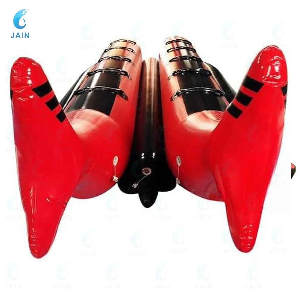 10-Player Red Shark Inflatable Flying Fish Banana Boat - Heavy-Duty Towable Water Game for Group Water Sports