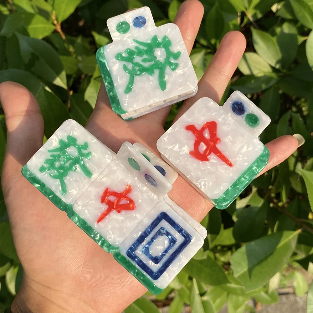 AENSOA スプライシング中国風麻雀ヘアアクセサリー女性のファッション高ポニーテール固定ヘアピン屋外爪クリップ夏