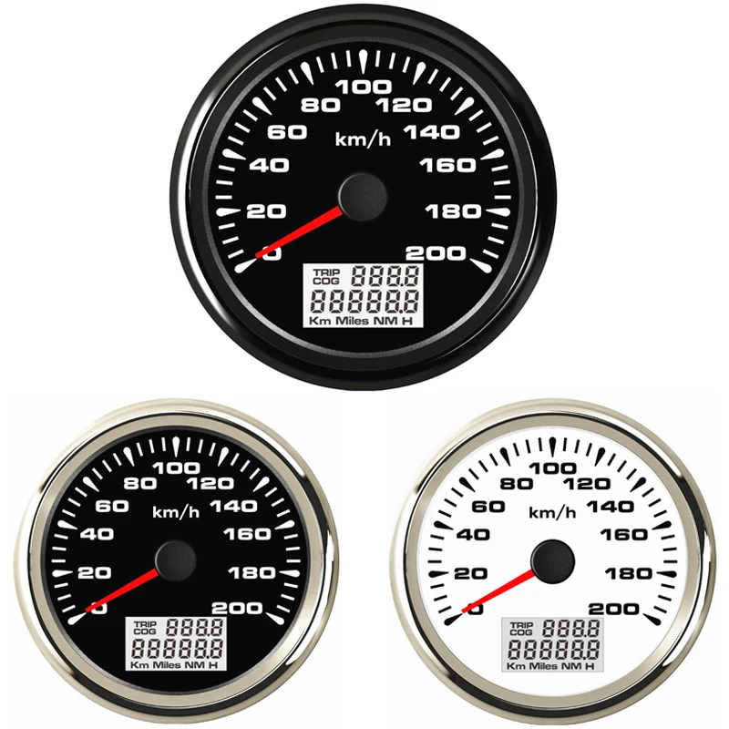 

85 мм автоматические GPS-одометры скорости, зубчатые 0-200 км/ч, морские водонепроницаемые спидометры, индикаторы с 8 видами цветов подсветки