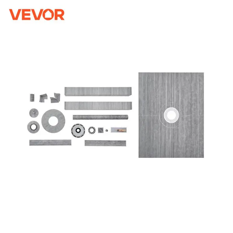 VEVOR Shower Curb Kit Pan Kit Flange Waterproof Membrane Stainless Steel Grate Joint Sealant Pan Slope Sticks Fit for Bathroom