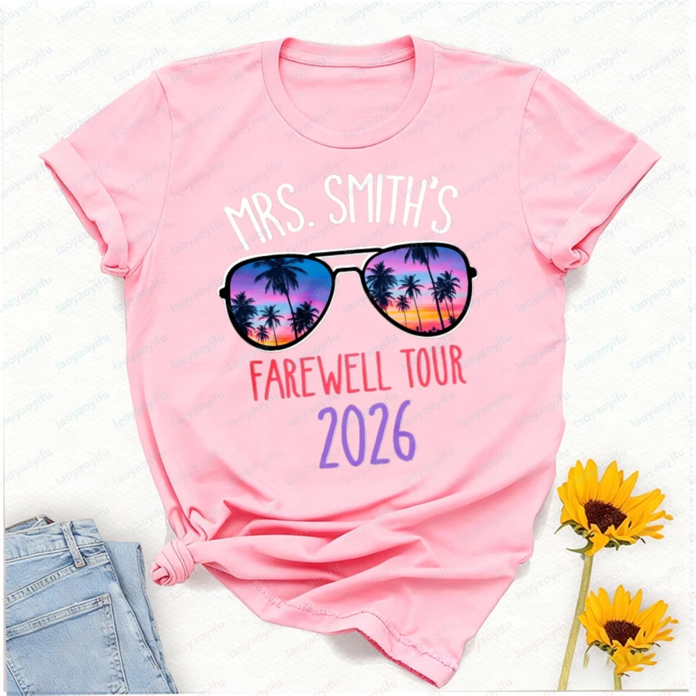 Personalized Name and Year Farewell Tour Retirement Teacher T-Shirt Oversized T Shirt Harajuku Women Clothing Aesthetic Clothes