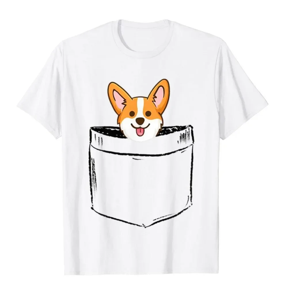 Pocket Baby Corgi Dog Love-R Dad Mom Boy Girl Funny T-Shirt T Shirt On Sale Printed Cotton Men Tops Tees 3D Style