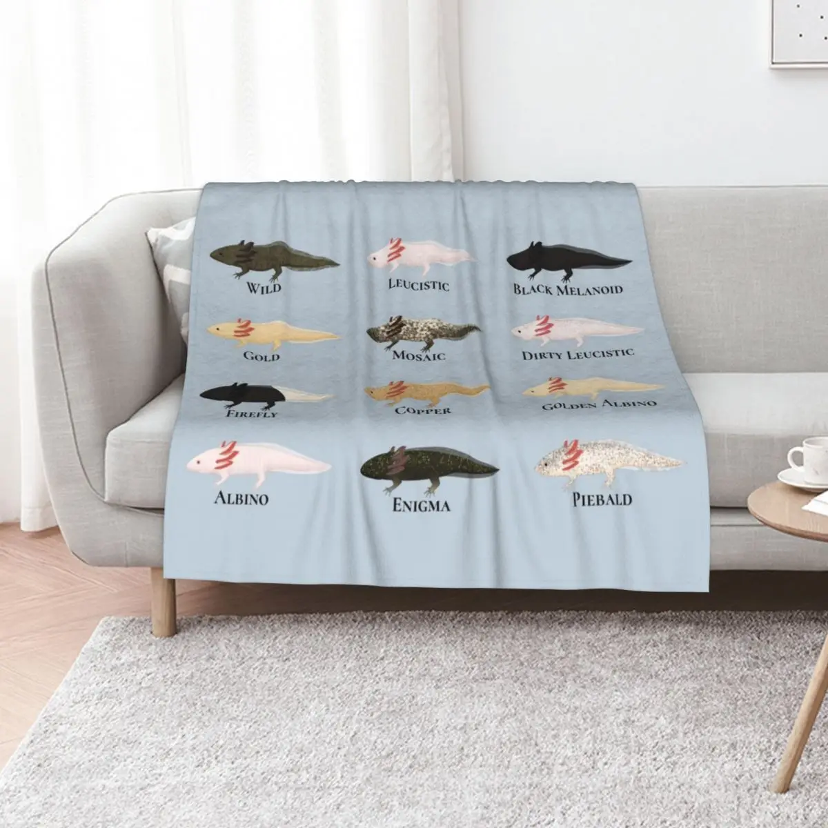 Every Axolotl with Labels Throw Blanket Thermal Multi-Purpose for babies Cute Plaid Stuffeds Personalized Gift Blankets