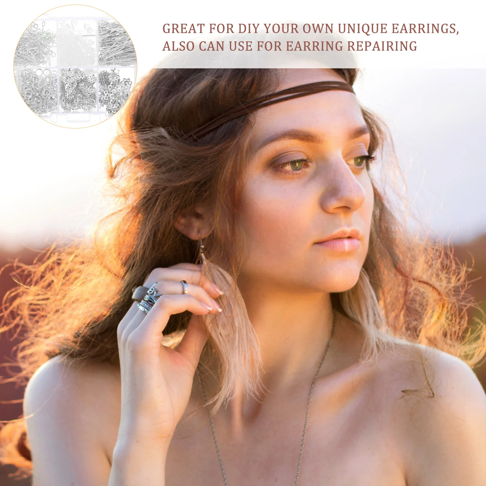 

1 Box Diy Earring Making Kit Ear Backs Hoop Components Jewelry Crafting Supplies Earrings Materials Set For Women