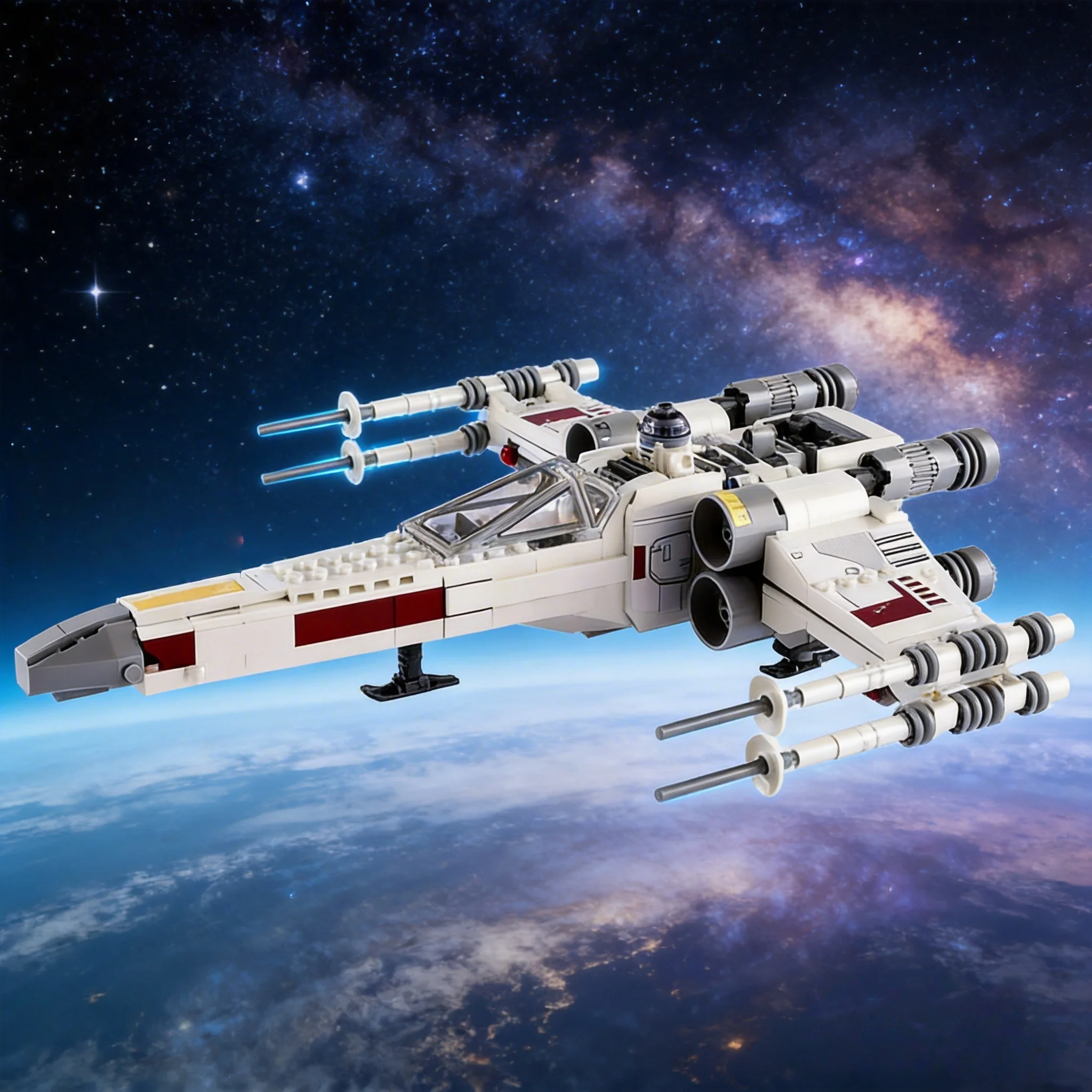 

2026 new home decoration spaceship white airplane fighter space starfighter suitable for wooden brick toys adult holiday gifts