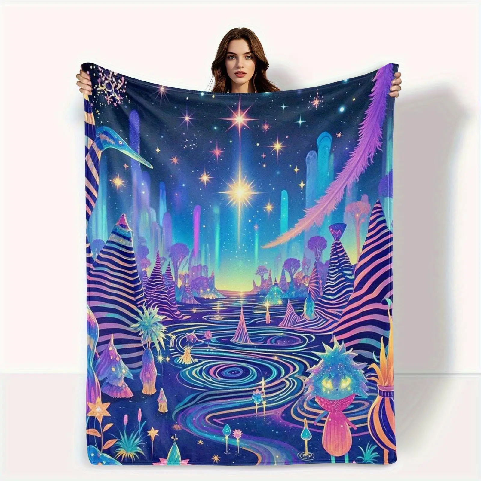 Cosmic Night Sky Flannel Throw Blanket - Extra Large up to  Ultra-Soft  Heavyweight - Anti-Pilling Machine Was