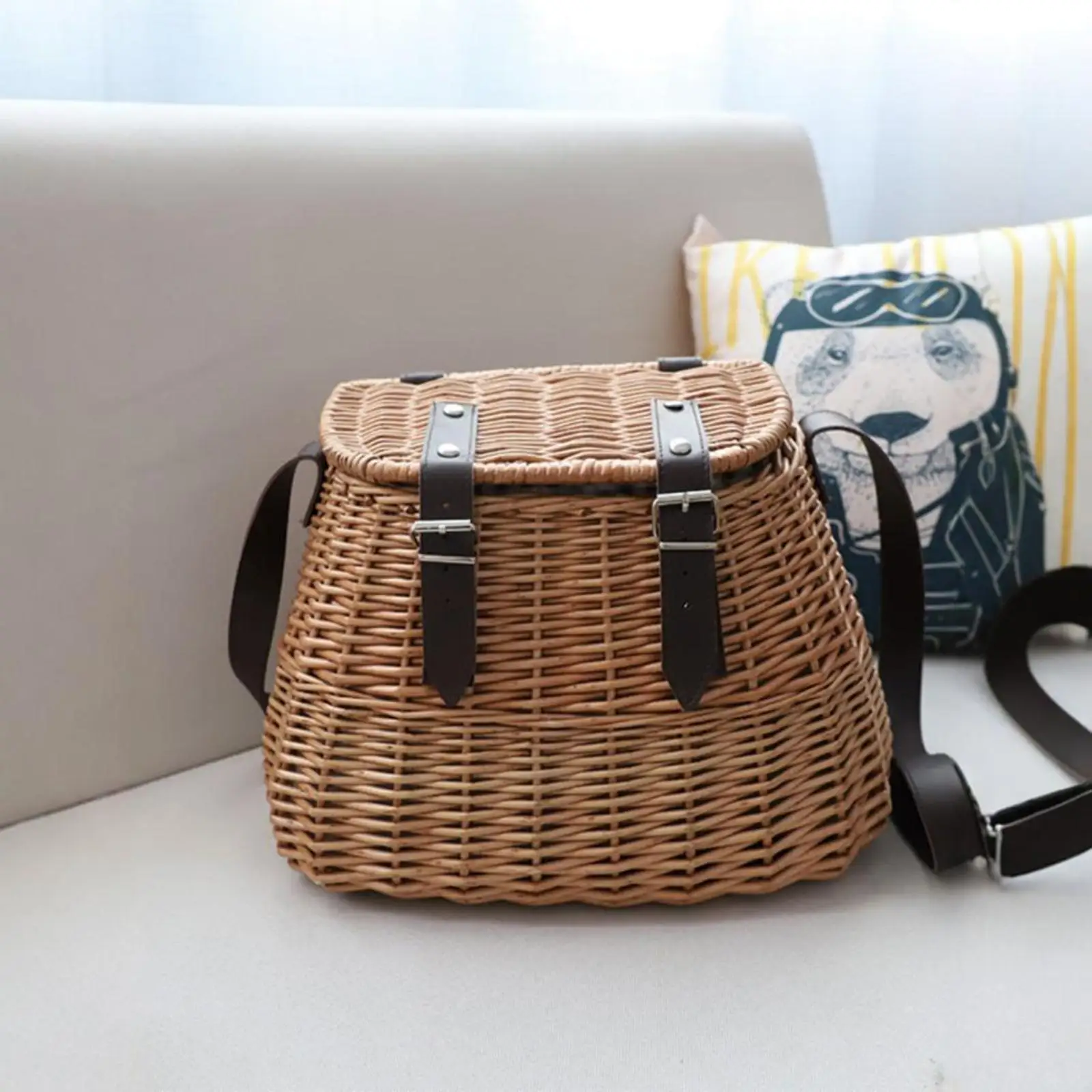 Handwoven Basket Practical Grocery Basket Large Capacity Crossbody Storage Basket for Party Gathering Garden Wedding Festival