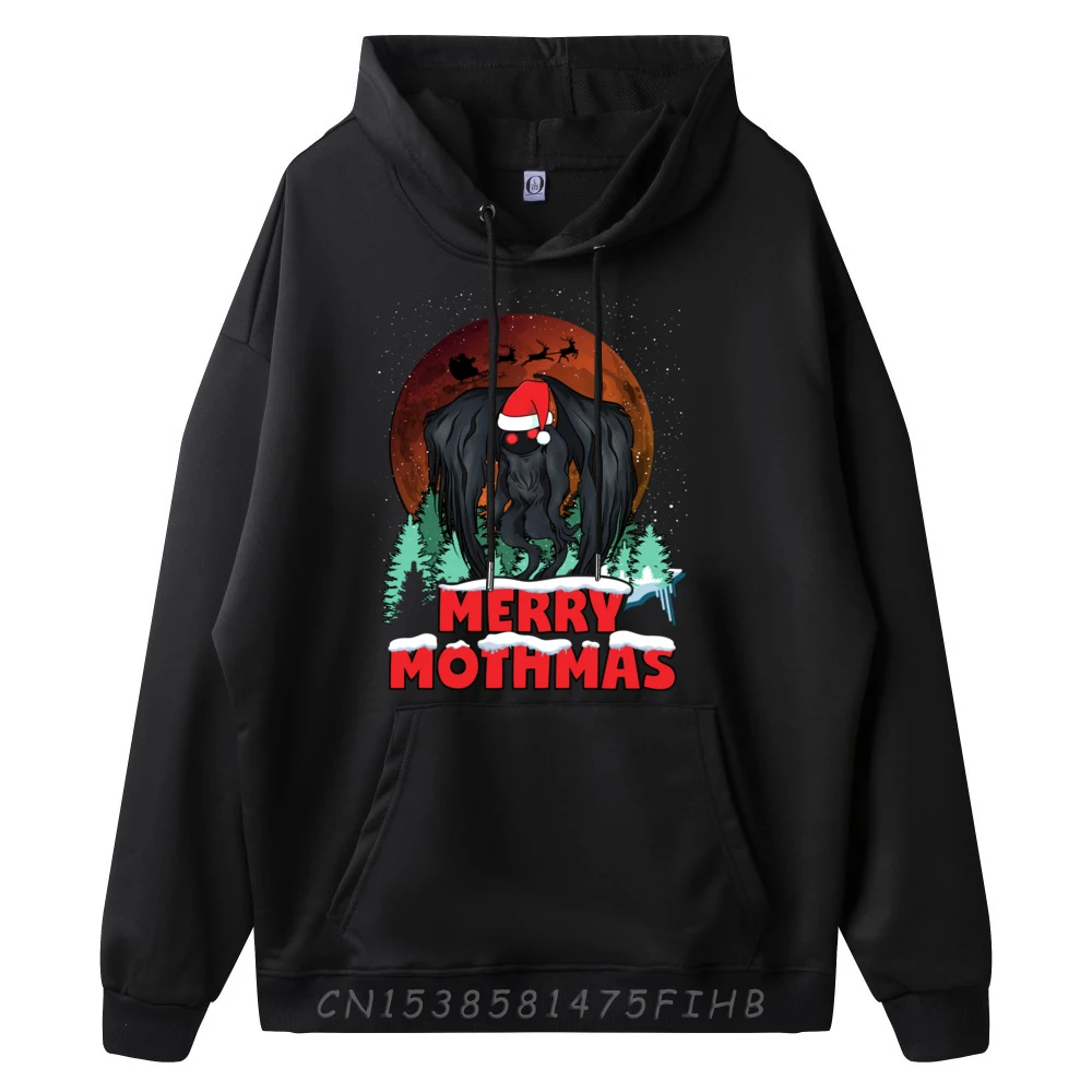 Mothman Christmas Merry Mothmas Funny Moth Man Xmas Santa Pink Graphic Tees Polyester Hoodie Men Printing