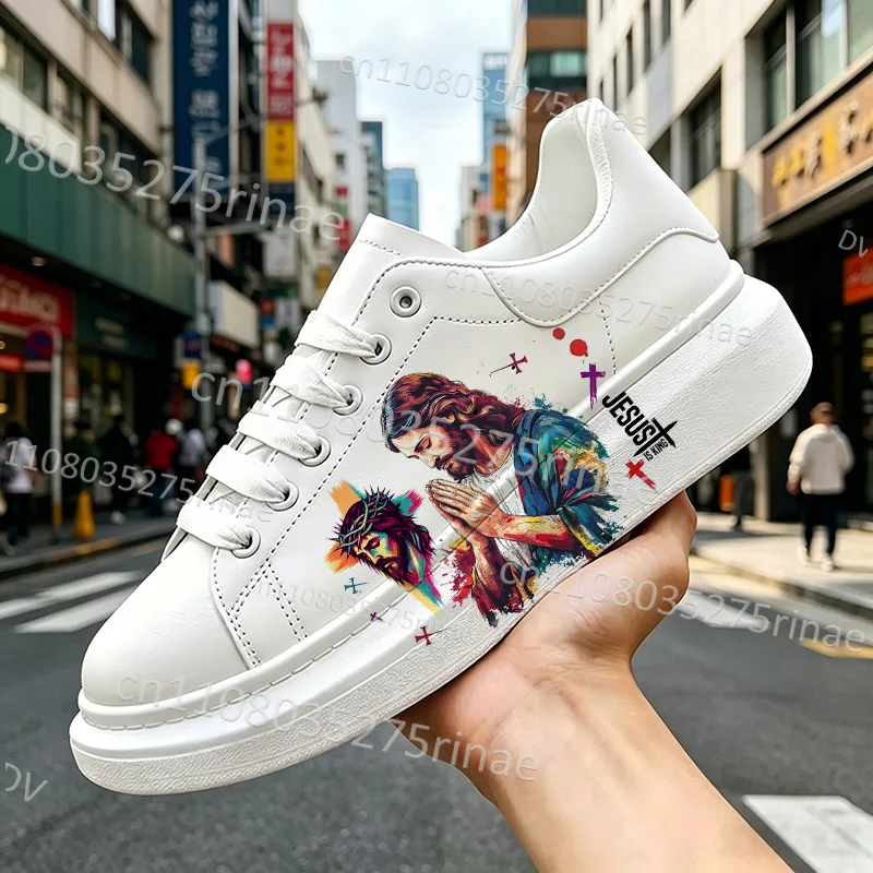Picture 3: Suitable Gift Jesus Exclusive Design Women Men Platform Sneakers Colorful Art Print Simple Adult Men's Footwear