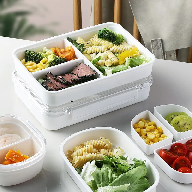 Microwave-safe Lunchbox with Compartments Food-grade Plastic Freezer Storage Container with Airtight Seal