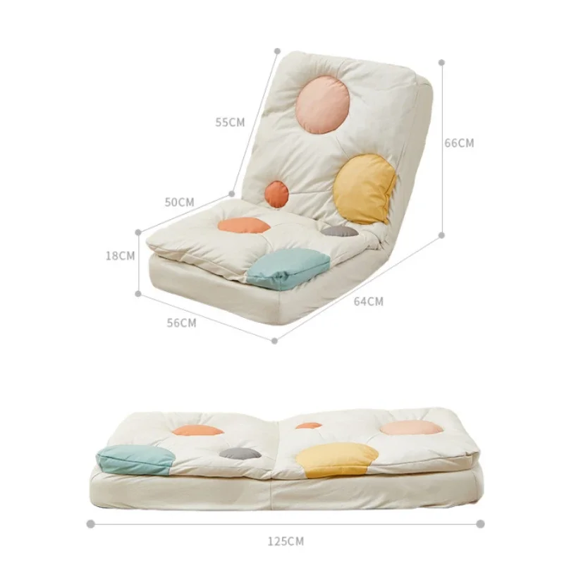 Nordic Lazy Sofa Reclining Sleepable Bed Folding Adjustable Backrest Single Chair for Bedroom, Balcony, Bay Window, Living Room